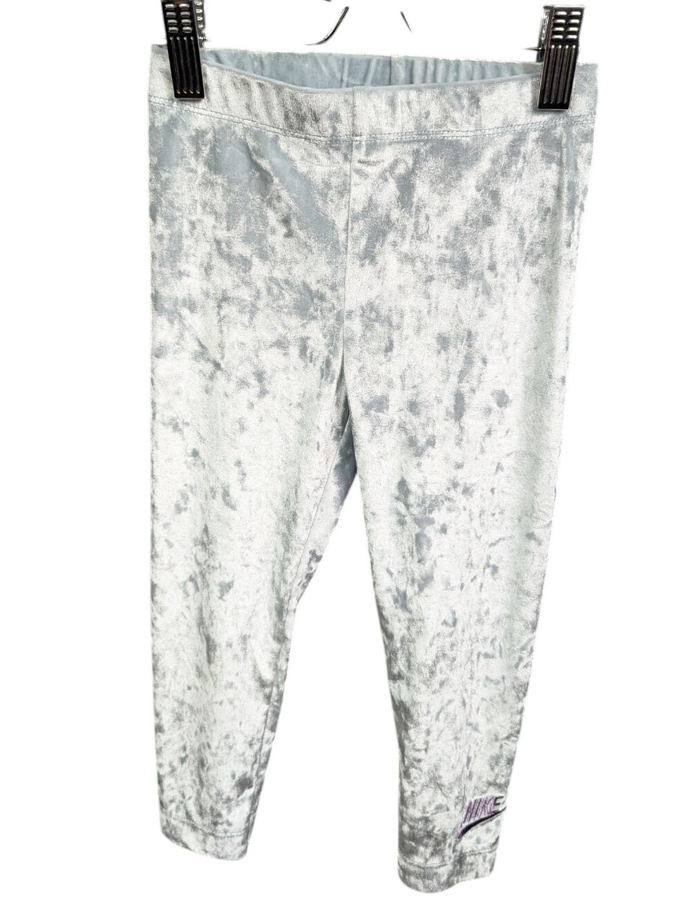 Nike Kids Silver Crushed Velvet Leggings Sz 4